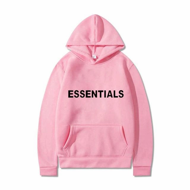 essentials pink hoodie